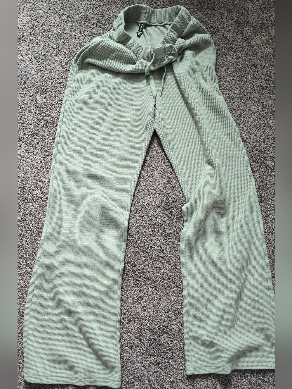 Comfrt Light Sage Green Waffle Knit Lounge Pants